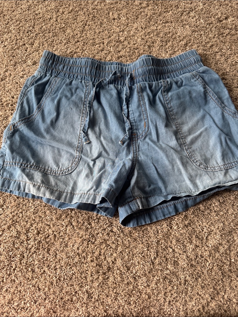 Casual Elastic-Waist Blue Denim Women's Shorts